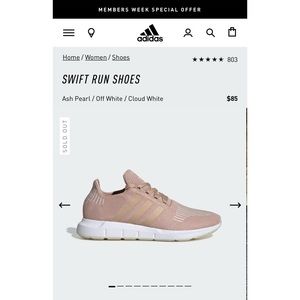 ADIDAS Swift Run Ash Pearl & Off White Womens, 8.5